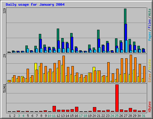 Daily usage for January 2004